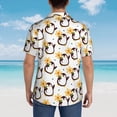 thumbnail image 4 of Pofeuu Penguin With Flowers Print Hawaiian Shirt for Men Sleeves Casual Button Down Summer Beach Dress Shirts T-Shirts,Small, 4 of 7