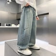 thumbnail image 4 of BOOMNY Toddler Boys Baggy Jeans Elastic Waist Graphic Y2K Wide Leg Baggy Denim Pants With Pocket, Sizes 5-6 Years, 4 of 6