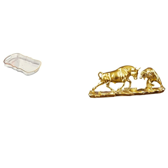 Bandeja de almacenamiento,Bandeja rectangular para servir frutas y postres de cocina,Estatua de escritorio,Figura decorativa de pelea de toros y osos,Colecciones de esculturas de