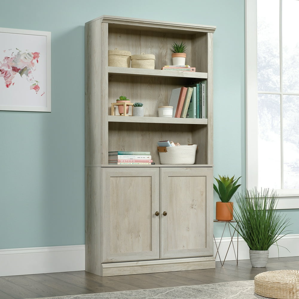 Sauder Miscellaneous Storage 5Shelf Bookcase with 2 Doors, Chalked