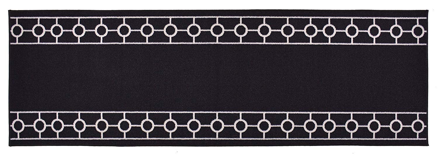 Extra-Long Low Pile Runner Rug Skid Resistant Backing Rug Runner Bordered Geometric Abstract Design Cut to Size Roll Runner Rugs - 2 Feet x 26 Inch