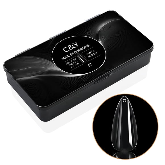 Puntas de uñas postizas Cycullinyt Sculpted Stiletto, 60 unidades