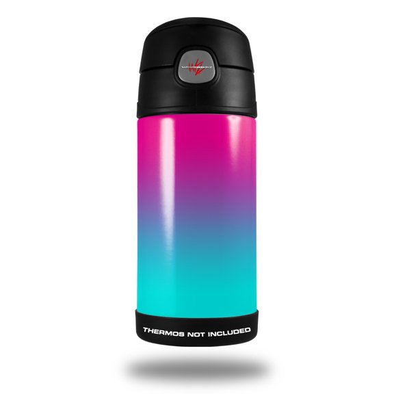 Skin Decal Wrap for Thermos Funtainer 12oz Bottle Smooth Fades Neon Teal Hot Pink (BOTTLE NOT INCLUDED) by WraptorSkinz