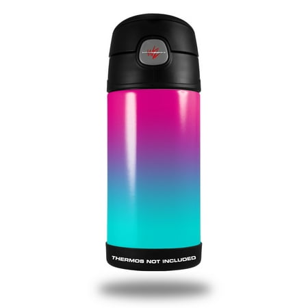 Skin Decal Wrap for Thermos Funtainer 12oz Bottle Smooth Fades Neon Teal Hot Pink (BOTTLE NOT INCLUDED) by