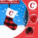 thumbnail image 3 of Medias navideñas de 7 pulgadas Medias navideñas clásicas con cuadros escoceses rojos Medias navideñas con letras Medias colgantes con puños de felpa de piel sintética, 3 of 4
