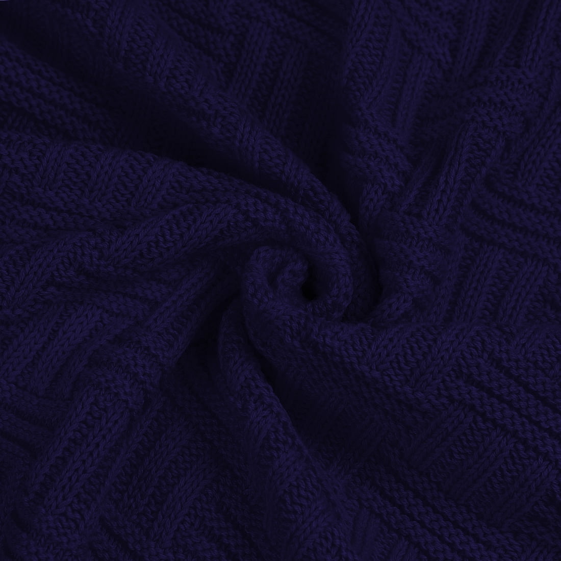 Unique Bargains 100% Cotton Cable Knit Sofa Throw Blanket Navy Blue 47" x 70"