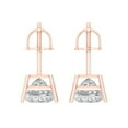 thumbnail image 4 of 4 Ct Princess Cut Studs Clear Moissanite 14K Rose Solid Solid Gold Everyday Dainty Earrings Screw Back, 4 of 7