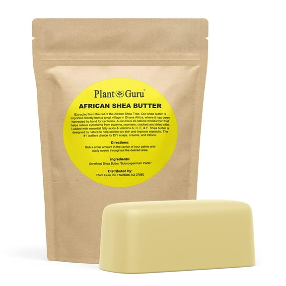 Raw African Shea Butter 1 lb. Bar 100% Pure Natural Unrefined Organic IVORY - Imported From Ghana - Ideal Moisturizer For Dry Skin, Body, Face And Hair Growth. Great For DIY Soap and Lip Balm Making.