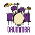 thumbnail image 3 of Ambesonne Drums Duvet Cover Sets, Drummer Wording Graphic Image, 2-Queen, Mustard Purple White, 3 of 7
