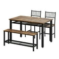 thumbnail image 1 of EDTara Space-Saving Farmhouse Dining Table Set for 4, 47" Modern Kitchen Table, Bench, Chairs, Storage Shelf, Sturdy Metal Frame, 1 of 8