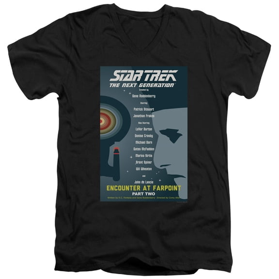 Star Trek - Tng Season 1 Episode 2 - Slim Fit V Neck Shirt - XX-Large