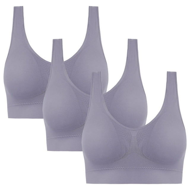 ManxiVoo Wirefree Breathable Sports Bra Full Coverage No Underwire Comfort Support Seamless Lightweight Active Wear M Size Grey