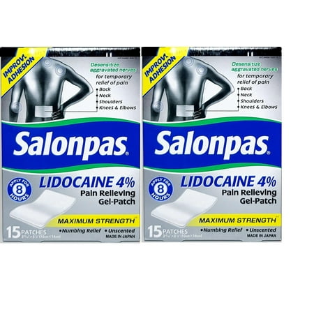 Salonpas Licodaine Pain Relieving Maximum Strength Gel Patch 15 Patches - 2 Pack