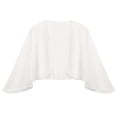 thumbnail image 2 of renvena Women's Elegant Bolero Shawl Shrugs 3/4 Sleeve Chiffon Open Front Cardigan Cover Ups Size -3XL Ivory 3XL, 2 of 7