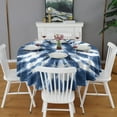 thumbnail image 2 of Blue White Tie Dye Mandala Pattern Round Tablecloth 60"x60",Wrinkle Wipeable Table Cloth for Kitchen Dining Room Picnic Patio Party, 2 of 6