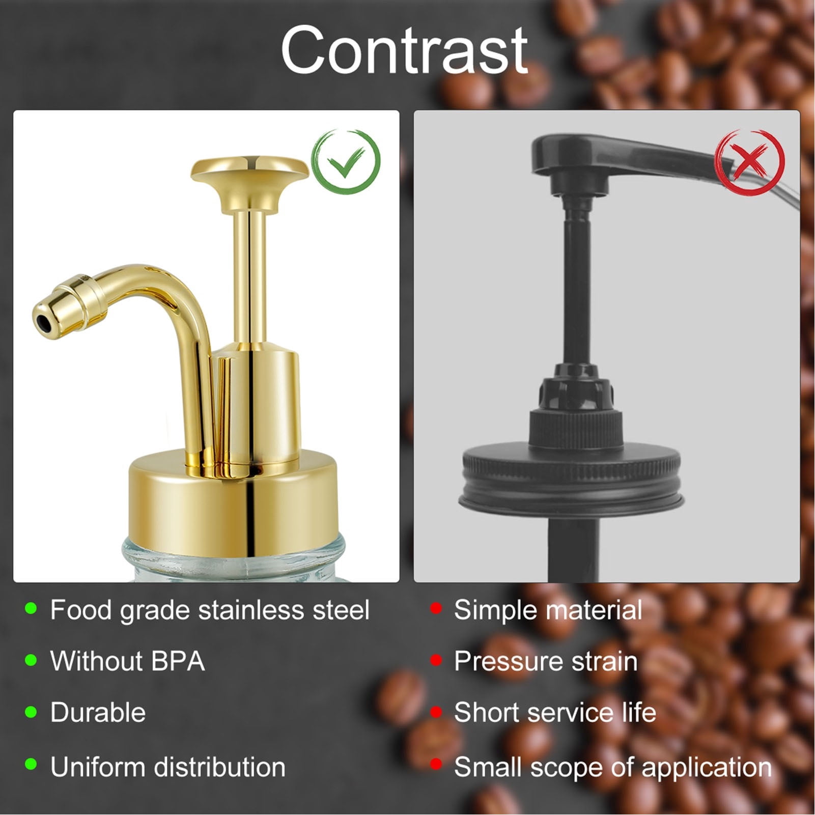 Suodoka 2PCS Coffee Syrup Dispensers 500ml / 16.9 oz Glass Bottle Dispenser with Stainless Steel Pump Home Kitchen Accessories