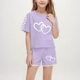 thumbnail image 2 of IFNWSV Ensembles d'Été pour Filles Mode Décontractée Manches Courtes Col Rond Col Bouton Imprimé Ensembles de Shorts 7 Ans, 2 of 7