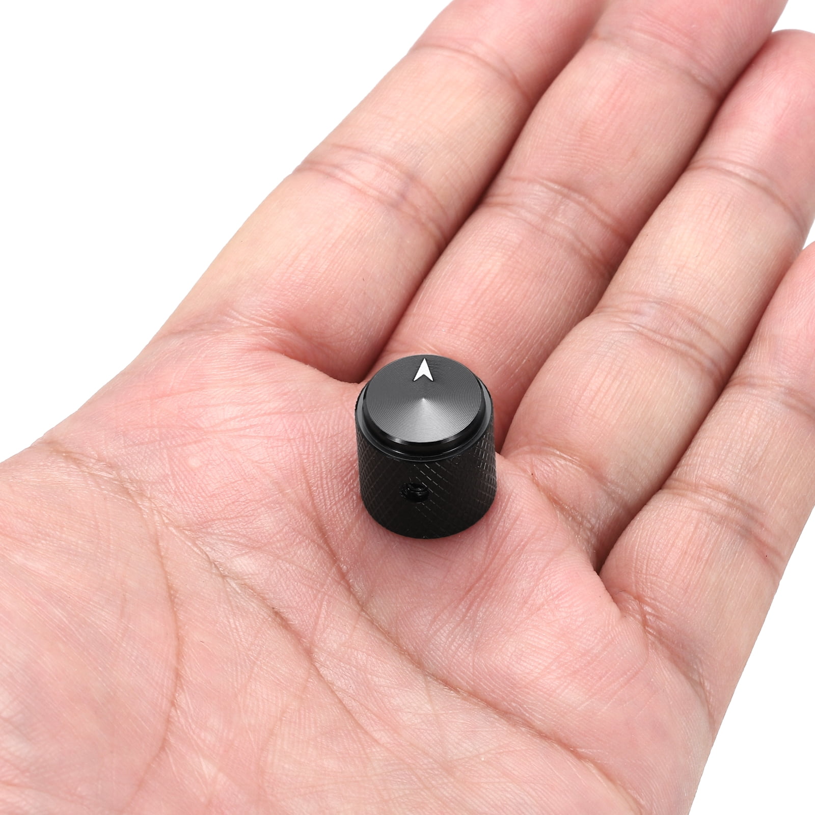 Uxcell 8 Pcs Aluminium Potentiometer Knobs, 1/4"(6mm) IDx5/8"(15mm) ODx5/8"(15mm) Height Universal Volume Tone Control Knobs for Guitar, Bass, Arrow Indicator, Black