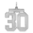 thumbnail image 7 of 925 Sterling Silver Large Satin Number 30 Charm Pendant, 7 of 7