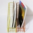 thumbnail image 3 of 2X Gold Electroplated Iron Book Holder Desktop Shelf File Magazine Book Stand Office Home Stationery Organizer Holder, 3 of 7