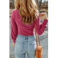 thumbnail image 3 of Women's Rose U Neck Textured Long Sleeve Top, 3 of 5