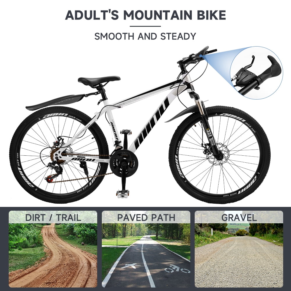 ARTUDATECH Full Suspension Mens Mountain Bike, Shimano 21 Speed, 26 inch Wheel, Dual Disc Brake Bike for Men Womens Adult Bicycle