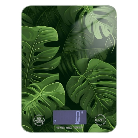 Leaves Green Food Scale Digital Kitchen Scale Waterproof Tempered Glass Tare Function 11 lb for Baking Cooking Meal Prep