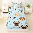 thumbnail image 3 of Homewish Kawaii Pet Dog Twin Sheets,Cute Animal Al Bedding,Blue,3pcs,1 Fitted Sheet and 1 Pillowcase, 3 of 6
