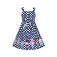 thumbnail image 3 of Girls Dress Navy Blue Polka Dot Bow Tie Casual Sundress 4-5 Years, 3 of 6