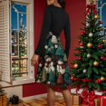 thumbnail image 4 of Christmas Dresses for Women Women's Fashion Round Casual Slim Fit Christmas Print Large Swing Long Sleeve Dress with V Neck for Holiday Party,Army Green,L, 4 of 6