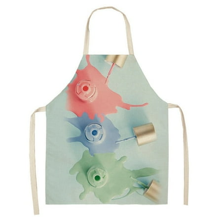 

Nail Polish Lipstick Pattern Kitchen Apron for Women Kitchen Cooking Tool Sleeveless Linen Women Apron Kitchen Accessories