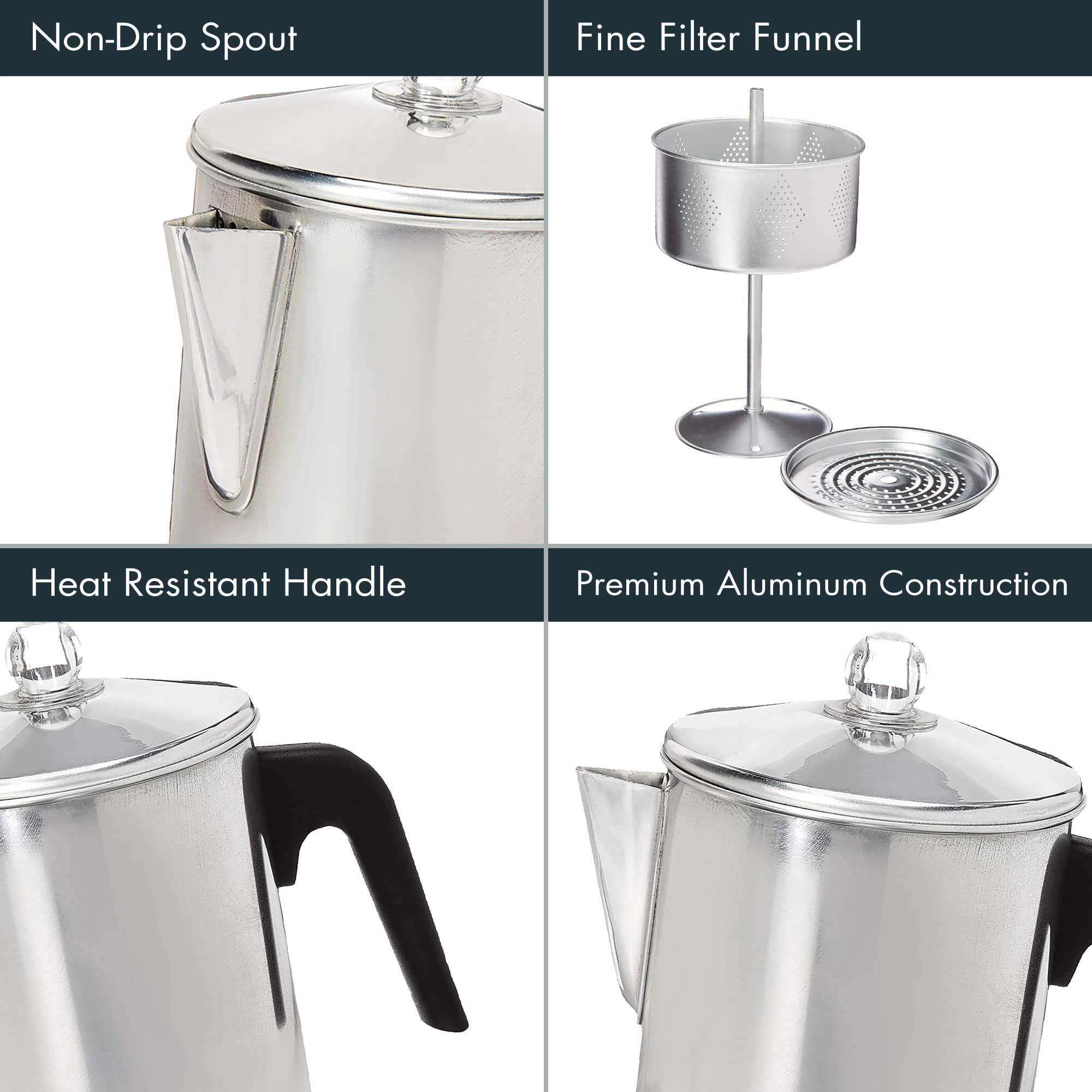 9 Cup Stainless Steel Coffee Pot by Ready Hour - My Patriot Supply