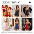 thumbnail image 4 of LWP Women's Lingerie Sexy Lace Babydoll V-Neck Ruffle Hem Chemise Nightgown, 4 of 9