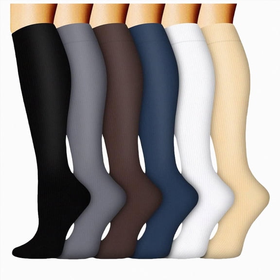 HCNTES 6 Pairs Compression Socks for Women Circulation-Best Support for Nurses,Running,Athletic,Travel (Brown,XXL)