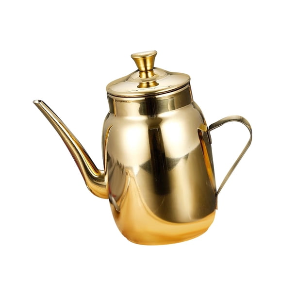 Dispensador de aceite, vinagrera de acero inoxidable, botella de aceite de oliva, tapa a prueba de fugas, portátil Oro 420ml
