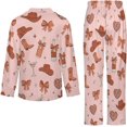 thumbnail image 6 of Top-kevin Women's Pajama Sets Leopard Floral Pattern Long Sleeve Lounge Sets Pjs Sleepwear with Pockets, 6 of 12