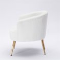 thumbnail image 4 of Modern Accent Chair, Teddy Upholstered Living Room Chairs with Golden Metal Legs, Comfy Single Armchair Vanity Chair with Curved Backrest for Bedroom, Club, Corner, White, 4 of 7