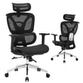 thumbnail image 1 of Ergonomic High Back Mesh Executive Office Chair with Lumbar Support, Adjustable Headrest & Armrests, 3-Level Tilt & Swivel Function, Breathable Computer Chair, Black, 1 of 7