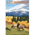 thumbnail image 1 of Evergreen, Colorado, Elk and Mountains (16x24 Giclee Gallery Art Print, Vivid Textured Wall Decor), 1 of 3