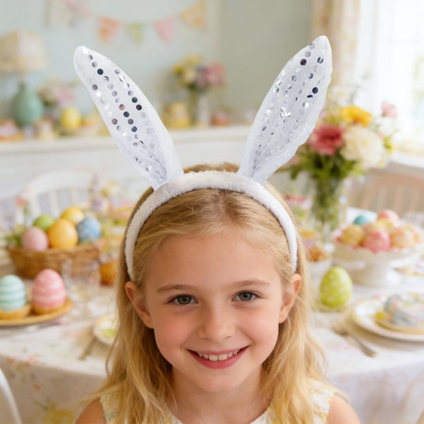Diadema con orejas de conejo de vellón, pinza para el pelo de conejo de Pascua, aros para la cabeza, diadema de plástico