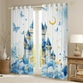 thumbnail image 2 of jejeloiu Cartoon Castle Black Out Curtains,Blue Cute Butterfly Curtains Pack of 2 (42x63 Each),Fairy Tale Theme Bedroom Curtains For Girl Kids,Ultra Soft Home Decor, 2 of 6