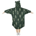 thumbnail image 2 of FORMRS Wearable Blanket Hoodie with Sleeves for Kids Cozy Flannel Sweatshirt, Dark Green Plants, 2 of 7