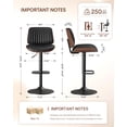 thumbnail image 2 of EOP Modern Upholstered Barstools Set of 3, Adjustable Height Counter Stools with Bentwood, Faux Leather Swivel Bar Stools with Metal Frame, Black, 2 of 7