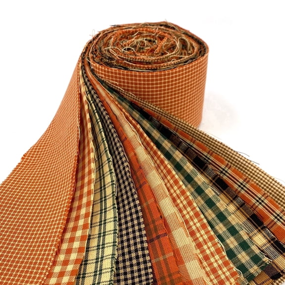 Autumn Spice Homespun Cotton Plaid Fabric 22 pc 2.5 X 44 inch Precut Roll (Jelly Roll) by JCS