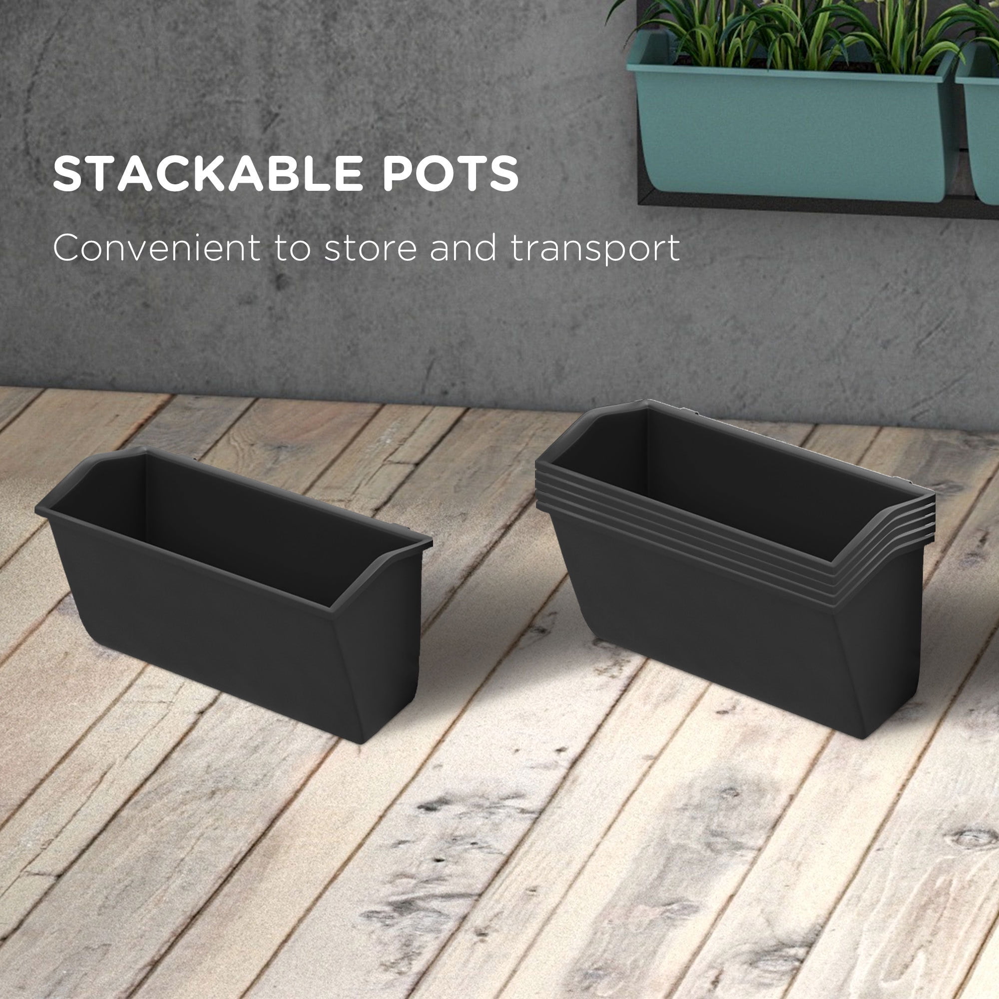 3 Tier Wall Planter with 6 Pots Self Draining Hanging Plant Holder for Indoor Outdoor Use