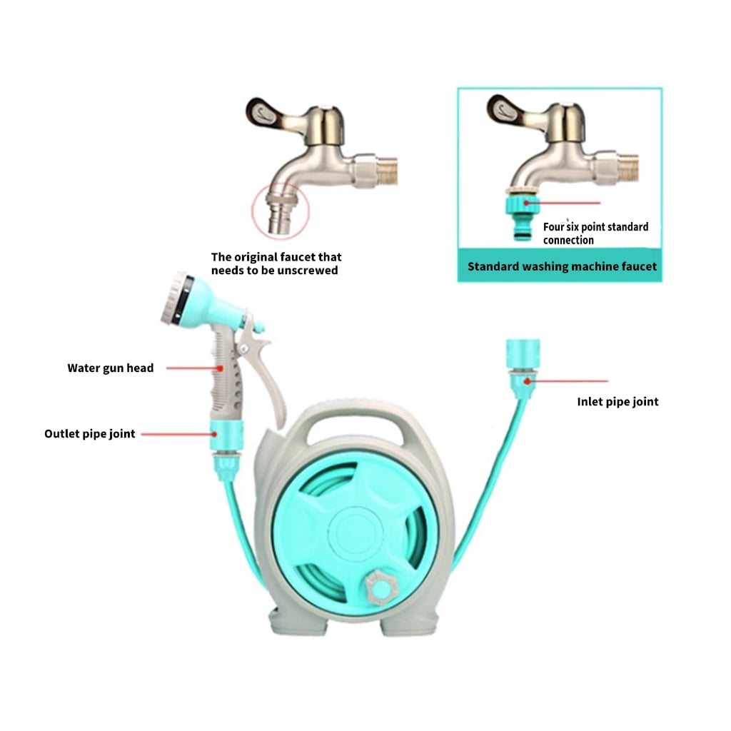 Compact 50FT Garden Hose Reel Design with Multi Pattern Nozzle for Versatile Use Water Hose
