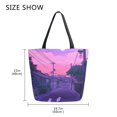thumbnail image 5 of FORMRS Womens Canvas Tote Bag with Zipper Inner Pocket Shoulder Handbag, White Cat Walking, 5 of 7