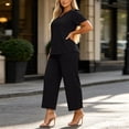 thumbnail image 7 of akafmk Plus Size Womens 2 Piece Sets Summer Outfits V Neck Short Sleeve T-Shirts and Wide-Leg Pants Matching Loungewear Set Sleepwear Soft Fashions Clothes, 7 of 7