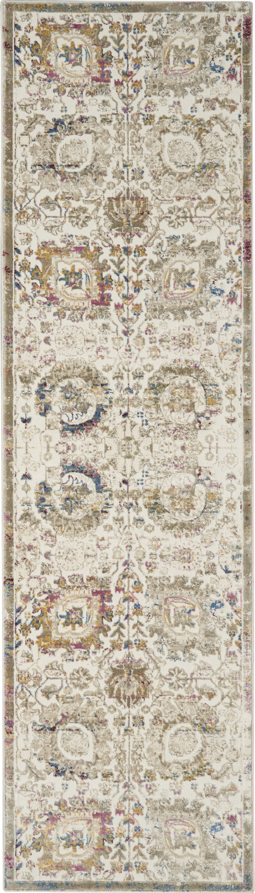 Nourison Vintage Vita Floral Ivory/Multi 2'2" x 7'6" Area Rug, (2x8)