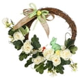 thumbnail image 2 of Easter Wreaths for Front Door Artificial Round Rattan Wreath Half Coverage Spring Floral Wreath with Bunny, Easter Egg and Burlap Bow for Farmhouse Holiday Wall Home Window Decor, A, 2 of 9